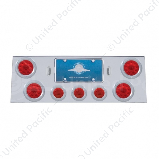 SS Rear Center Panel With 4X 10 LED 4" Lights & 3X 13 LED 2.5" Lights & Bezel -Red LED & Lens