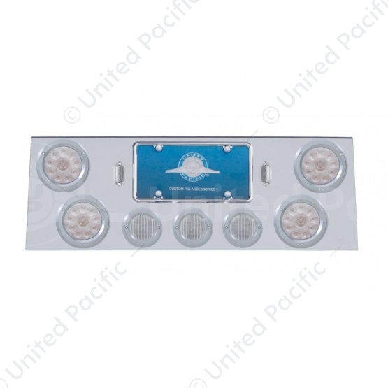 SS Rear Center Panel With 4X 10 LED 4" Lights & 3X 13 LED 2.5" Lights & Bezel -Red LED/Clear Lens