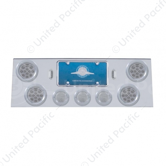 SS Rear Center Panel With 4X 12 LED 4" Reflector Light & 3X 13 LED 2.5" Light & Bezel -Red LED/Clear