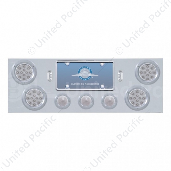 SS Rear Center Panel +4X LED 4" Refl. Light & 3X LED 2.5" Beehive Light & Bezel-Red LED/Clear Lens