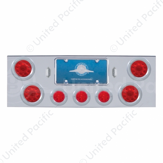 CR Rear Center Panel With 4X 10 LED 4" Lights & 3X 13 LED 2.5" Beehive Lights & Bezel -Red LED & Len