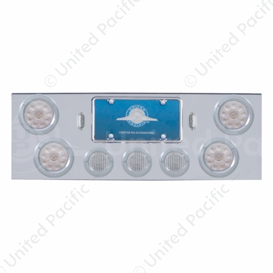 CR Rear Center Panel With 4X 10 LED 4" Lights & 3X 13 LED 2.5" Lights & Bezel -Red LED/Clear Lens