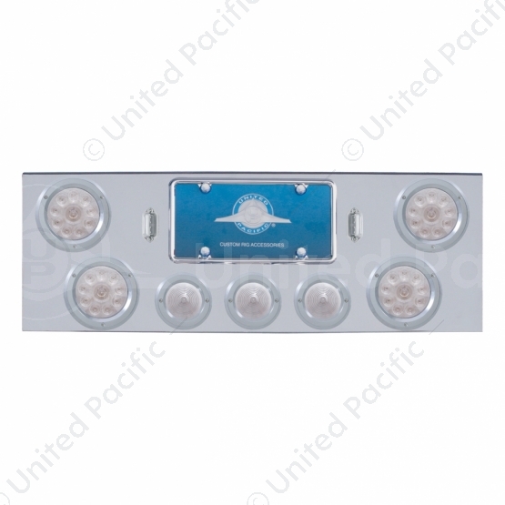 CR Rear Center Panel With 4X LED 4" Lights & 3X LED 2.5" Beehive Lights & Bezel -Red LED/Clear Lens