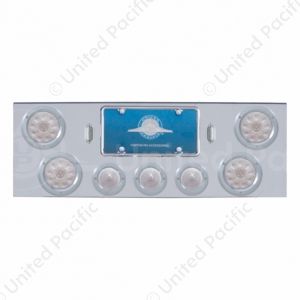 Chrome Rear Center Panel With Four 10 LED 4" Lights & Three 13 LED 2-1/2" Beehive Lights