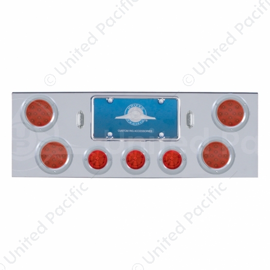 CR Rear Center Panel With 4X 12 LED 4" Reflector Lights & 3X 13 LED 2.5" Beehive Lights -Red LED & L