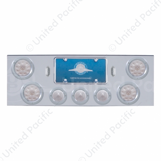 CR Rear Center Panel With 4X LED 4" Reflector Lights & 3X LED 2.5" Beehive Lights -Red LED/Clear Len