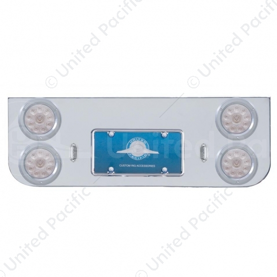 Chrome Rear Center Panel With Four 10 LED 4" Lights & Bezels - Red LED/Clear Lens