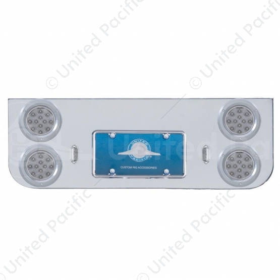 Chrome Rear Center Panel With Four 12 LED 4" Reflector Lights & Bezels - Red LED/Clear Lens