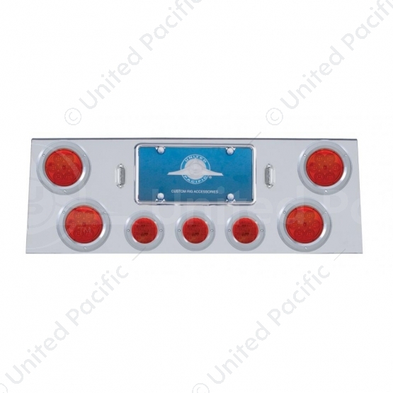 SS Rear Center Panel With 4X 7 LED 4" Reflector Lights & 3X 13 LED 2.5" Lights -Red LED & Lens