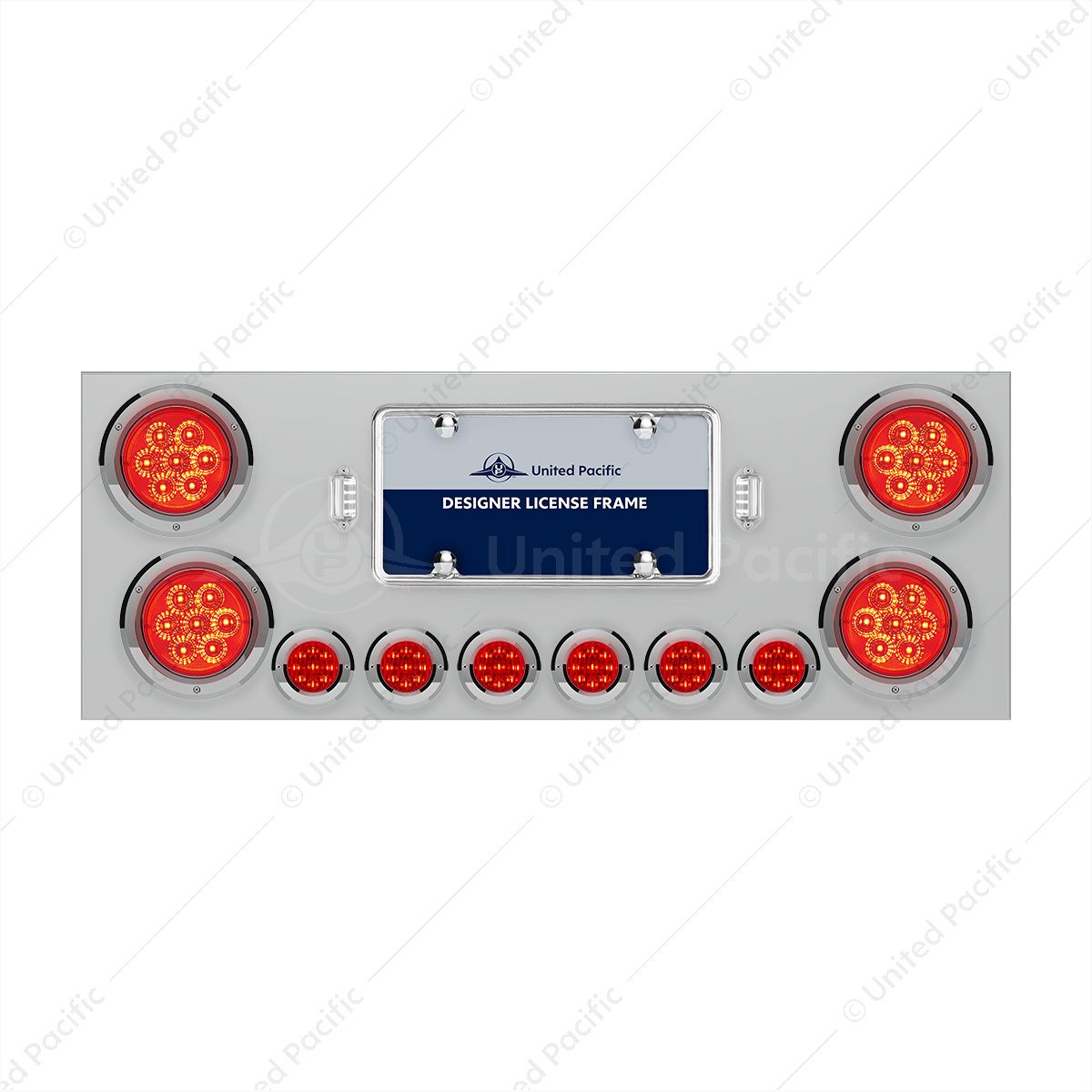 SS Rear Center Panel With 4X 7 LED 4" Reflector Lights & 6X 9 LED 2" Lights -Red LED & Lens