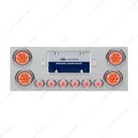 SS Rear Center Panel With 4X 7 LED 4" Reflector Lights & 6X 9 LED 2" Lights -Red LED/Clear Lens