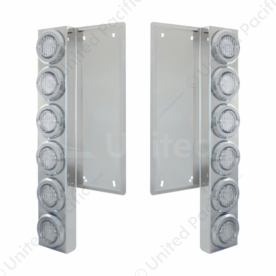 FL SS Front Air Cleaner Bracket W/12X 9 LED 2" Lights & Bezels -Amber LED/Clear Lens