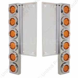 FL SS Front Air Cleaner Bracket With 12X 9 LED 2" Reflector Lights & Bezels -Amber LED & Lens