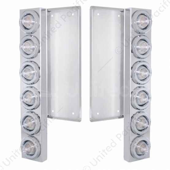 FL SS Front Air Cleaner Bracket W/12X 9 LED 2" Beehive Lights & Bezels -Amber LED/Clear Lens