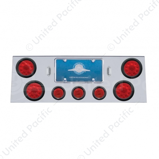 SS Rear Center Panel With 4X 10 LED 4" Lights & 3X 13 LED 2.5" Lights -Red LED & Lens