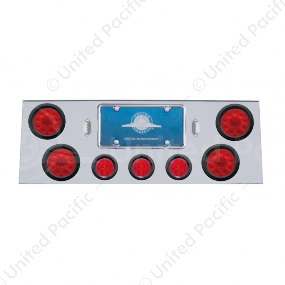 SS Rear Center Panel With 4X 10 LED 4" Lights & 3X 13 LED 2.5" Beehive Lights -Red LED & Lens