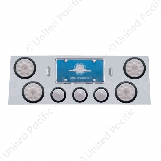 SS Rear Center Panel With 4X 10 LED 4" Lights & 3X 13 LED 2.5" Beehive Lights -Red LED/Clear Lens