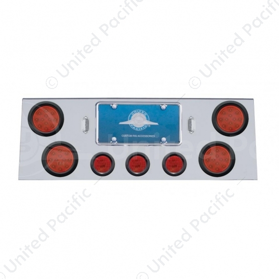SS Rear Center Panel With 4X 12 LED 4" Reflector Lights & 3X 13 LED 2.5" Lights -Red LED & Lens