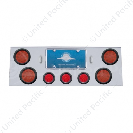 SS Rear Center Panel With 4X 12 LED 4" Reflector Light & 3X 13 LED 2.5" Beehive Light -Red LED & Len
