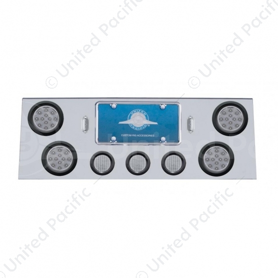 SS Rear Center Panel With 4X 12 LED 4" Reflector Lights & 3X 13 LED 2.5" Lights -Red LED/Clear Lens