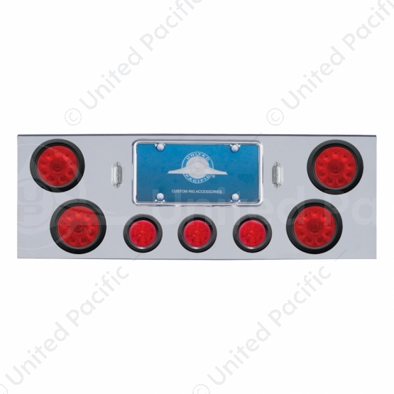 CR Rear Center Panel With 4X 10 LED 4" Lights & 3X 13 LED 2.5" Beehive Lights -Red LED & Lens