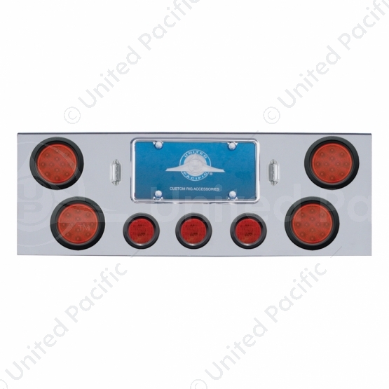 CR Rear Center Panel With 4X 12 LED 4" Reflector Lights & 3X 13 LED 2.5" Lights -Red LED & Lens