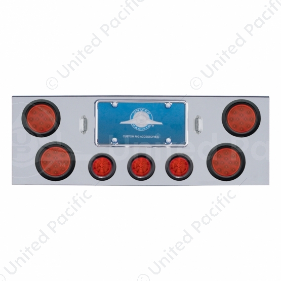 CR Rear Center Panel With 4X LED 4" Reflector Lights & 3X LED 2.5" Beehive Lights & Bezel -Red LED &