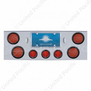 Chrome Rear Center Panel With Four 12 LED 4" Reflector Lights & Three 13 LED 2-1/2" Beehive Lights