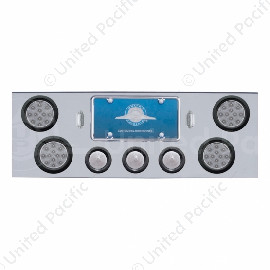 CR Rear Center Panel With 4X 12 4" Reflector Lights & 3X LED 2.5" Beehive Lights -Red LED/Clear Lens