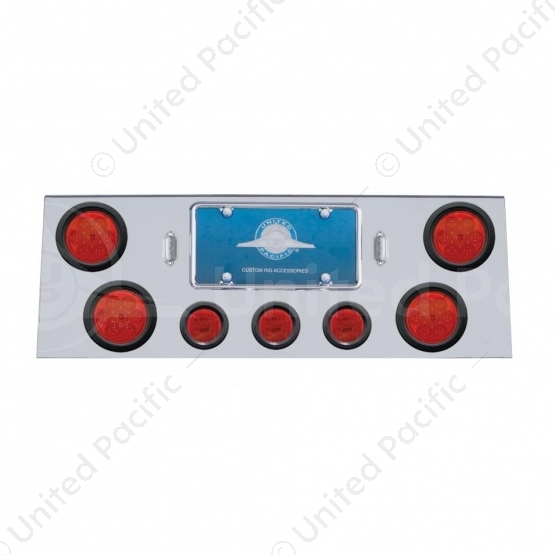 SS Rear Center Panel With 4X 7 LED 4" Reflector Lights & 3X 13 LED 2.5" Lights -Red LED & Lens