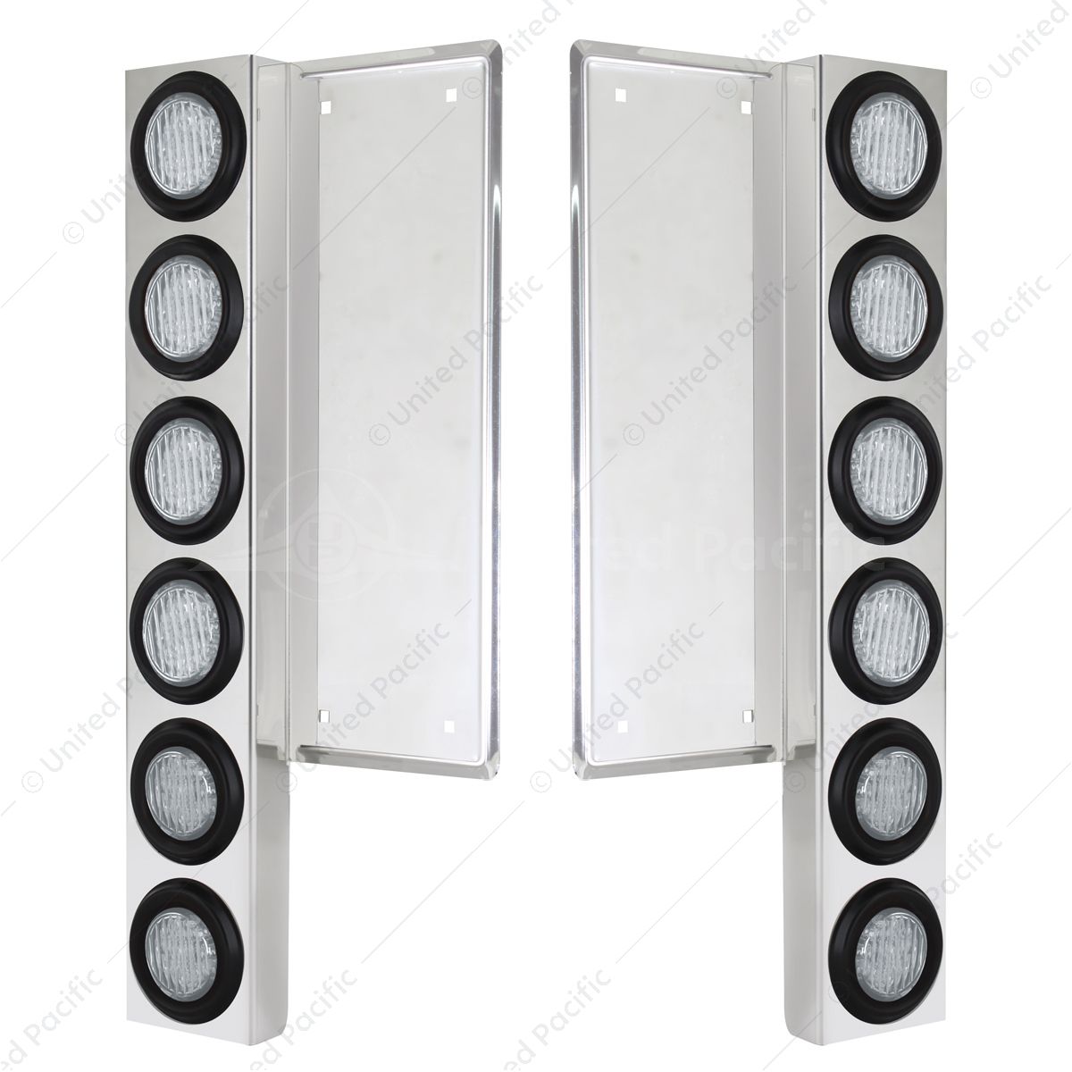 FL SS Front Air Cleaner Bracket W/12X 9 LED 2" Lights -Amber LED/Clear Lens