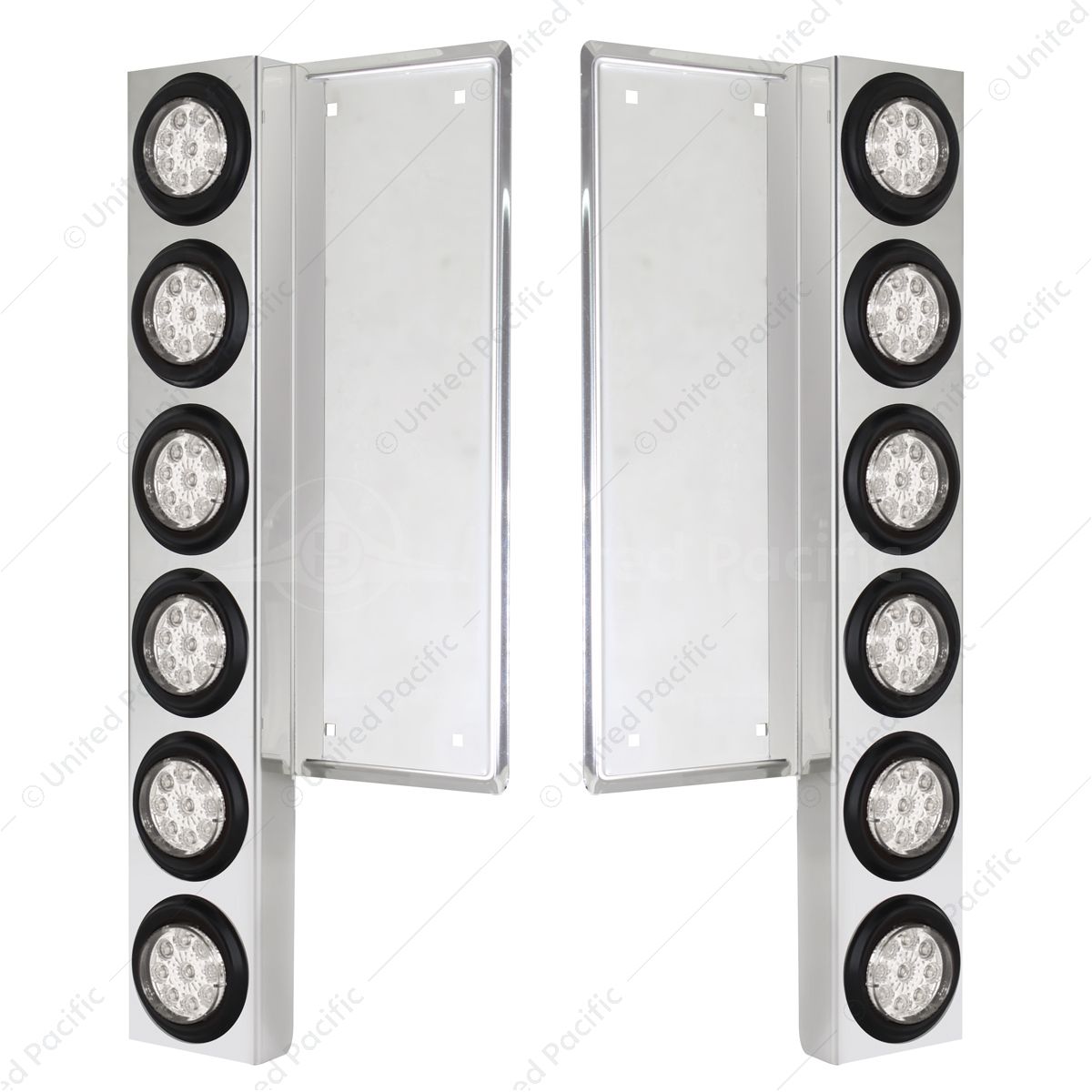 FL SS Front Air Cleaner Bracket With 12X 9 LED 2" Reflector Lights -Amber LED/Clear Lens