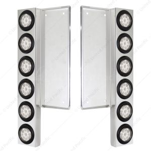 FL SS Front Air Cleaner Bracket With 12X 9 LED 2" Reflector Lights -Amber LED/Clear Lens