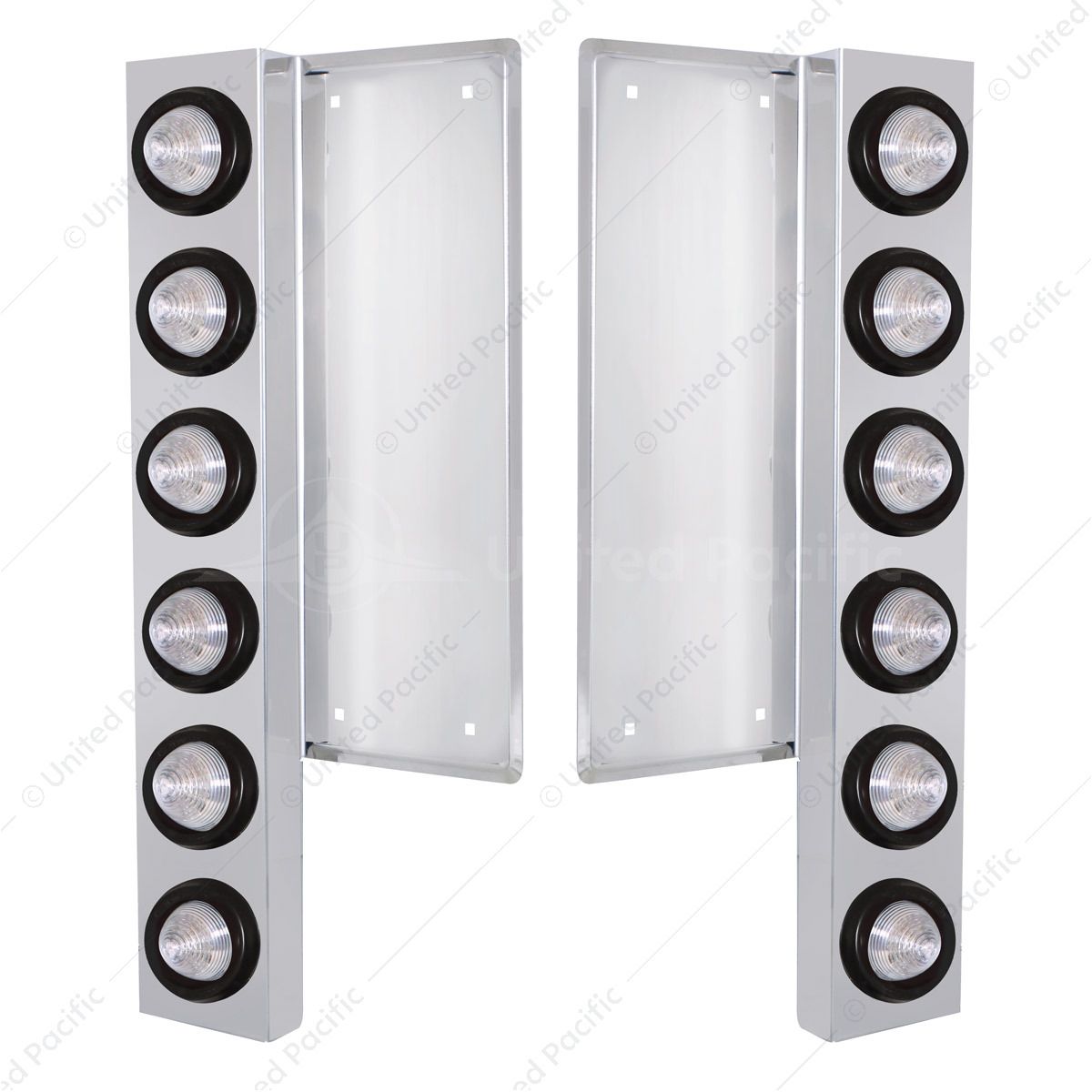 FL SS Front Air Cleaner Bracket W/12X 9 LED 2" Beehive Lights -Amber LED/Clear Lens