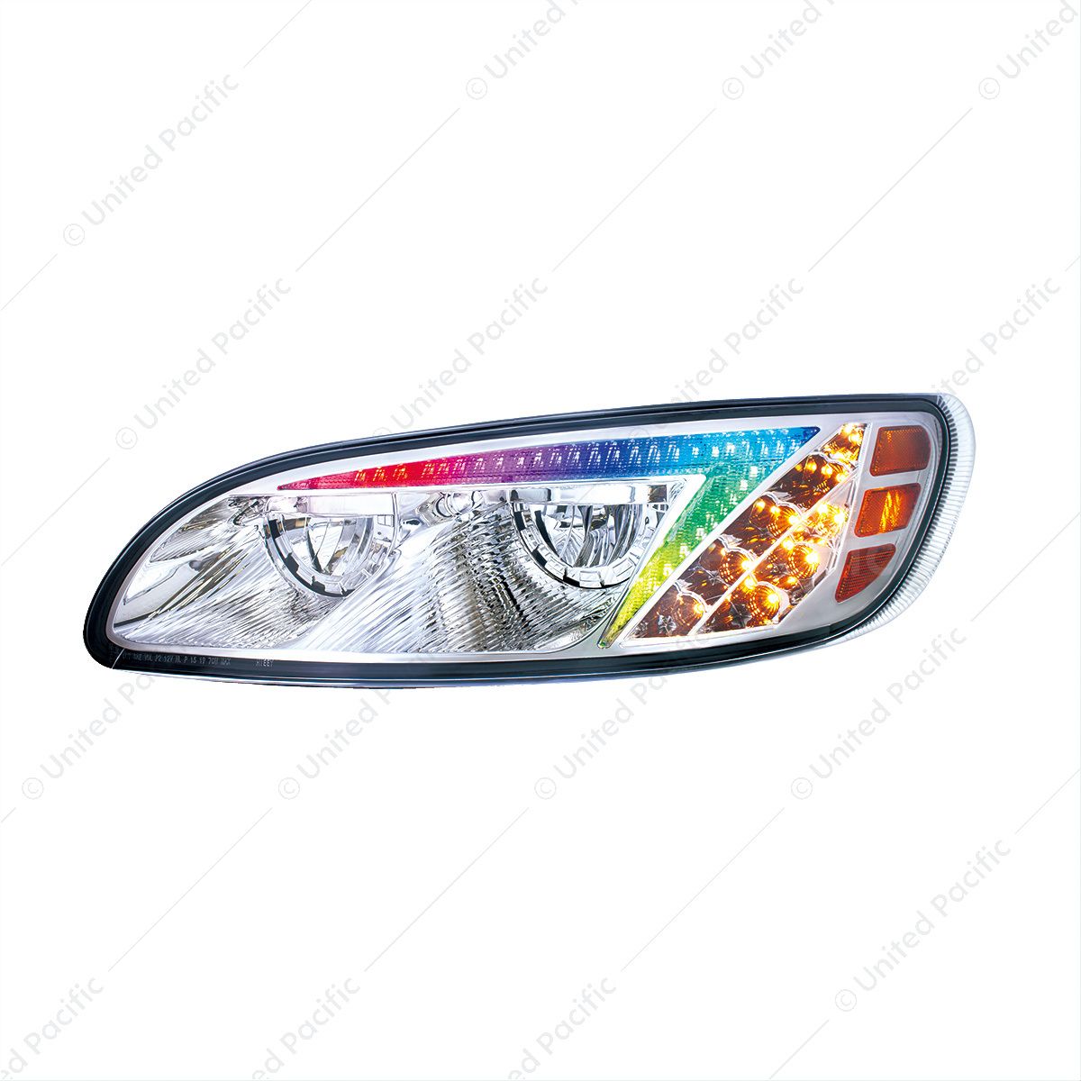 Chrome LED Headlight With Color Changing Position Light Bar For Peterbilt 386 (2005-2015) & 387 (199