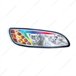 LED Headlight With Color Changing Position Light Bar For Peterbilt 386 (2005-2015) & 387 (1999-2010)