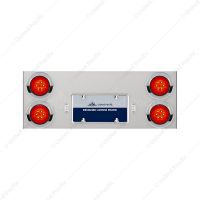 33-3/4" Stainless Rear Center Panel With 4X 16 LED 4" Turbine Lights & Visors - Red LED/Red Lens