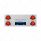 33-3/4" Stainless Rear Center Panel With 4X 16 LED 4" Turbine Lights & Visors - Red LED/Red Lens
