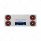 33-3/4" Stainless Rear Center Panel With 4X 13 LED 4" Abyss Lights & Grommets - Red LED/Red Lens
