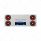 33-3/4" Stainless Rear Center Panel With 4X 13 LED 4" Abyss Lights & Grommets - Red LED/Clear Lens