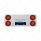 33-3/4" Stainless Rear Center Panel With 4X 16 LED 4" Turbine Lights & Grommets - Red LED/Red Lens