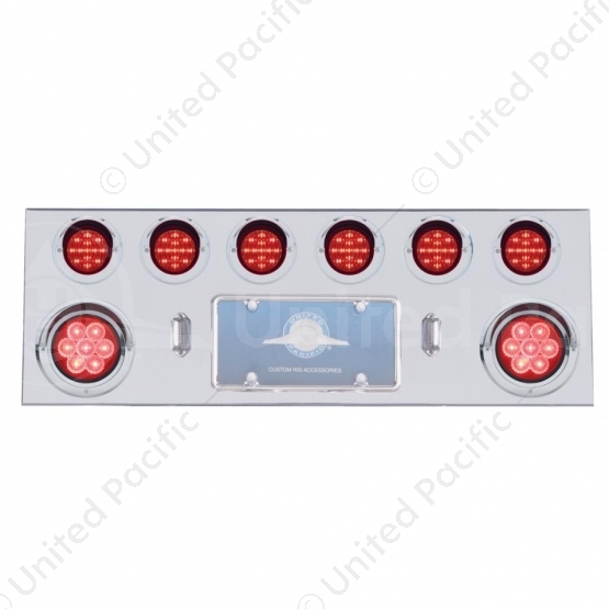 SS Rear Center Panel With 2X 7 LED 4" Reflector Light & 6X 13 LED 2.5" Light & Visor -Red LED & Lens