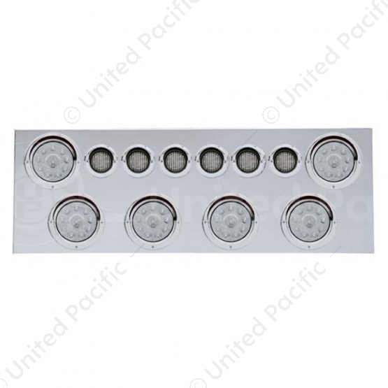 SS Rear Center Panel With 6X 10 LED 4" Lights & 6X 9 LED 2" Lights & Visors -Red LED/Clear Lens