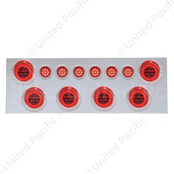 SS Rear Center Panel With 6X 21 LED 4" GloLight & 6X 9 LED 2" GloLight & Visor-Red LED & Lens