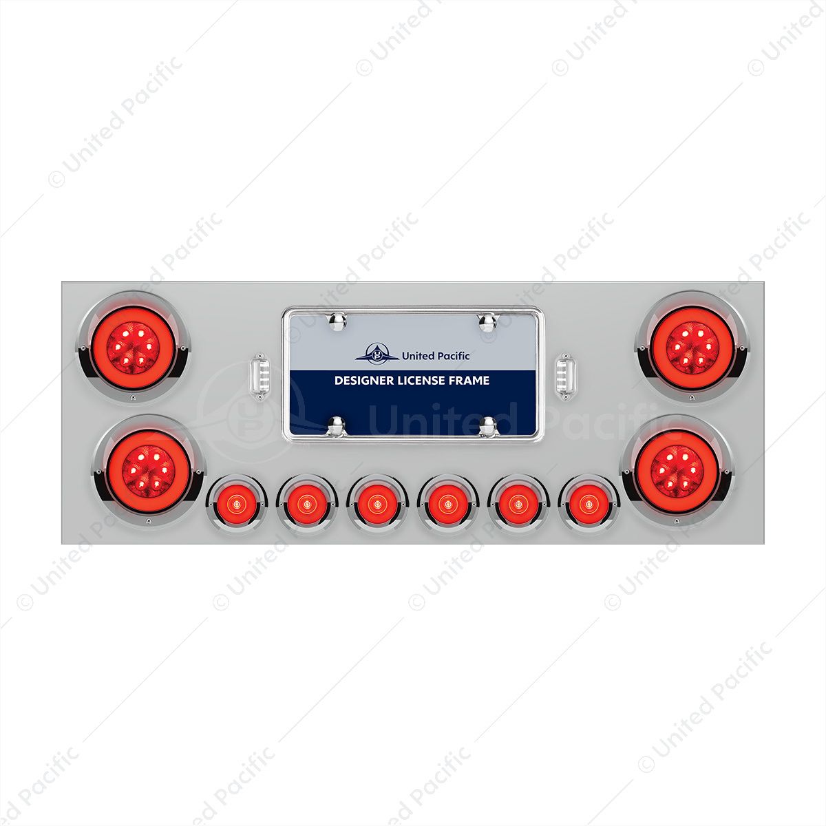 SS Rear Center Panel With 4X 21 LED 4" GloLight & 6X 6 LED 2" GloLight & Visors -Red LED & Lens