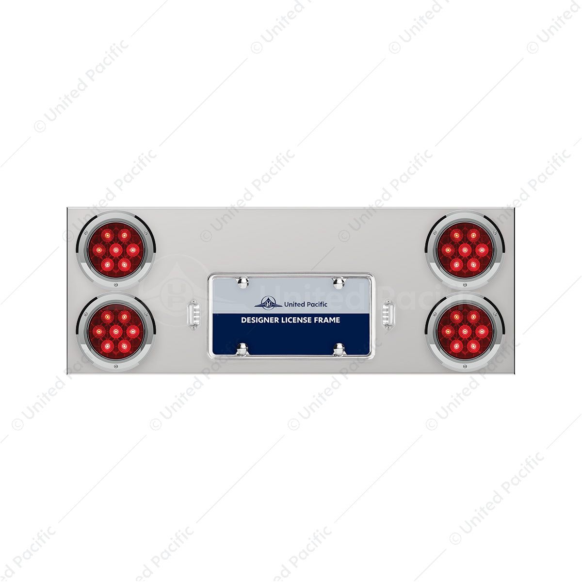 33-3/4" Stainless Rear Center Panel With Four 7 LED 4" Light & Bezel - Red LED/Red Lens - Competitio