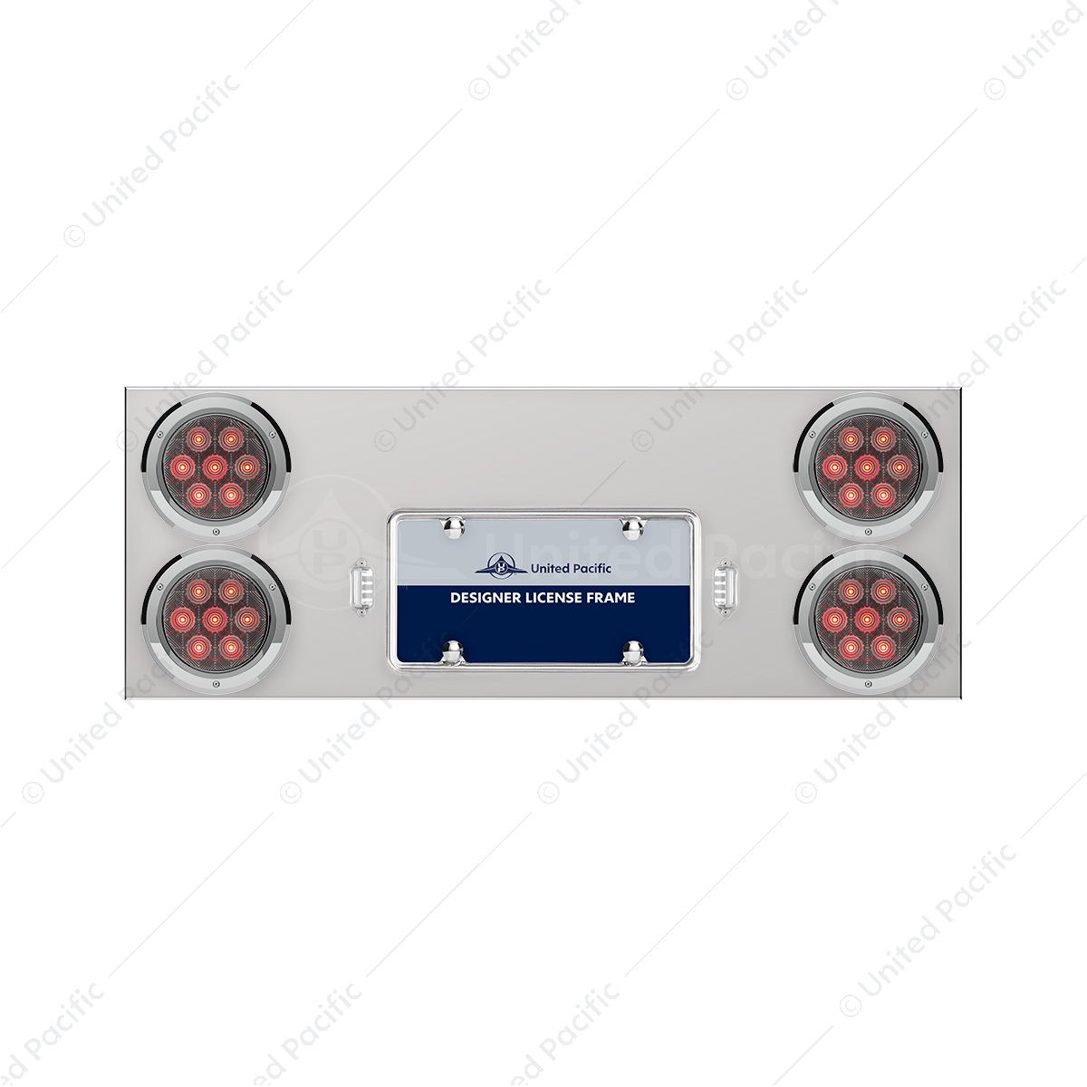33-3/4" Stainless Rear Center Panel With Four 7 LED 4" Light & Bezel - Red LED/Clear Lens - Competit