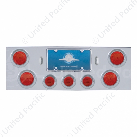 CR Rear Center Panel With 4X 7 LED 4" Reflector Light & 3X 13 LED 2.5" Light & Visor-Red LED & Lens