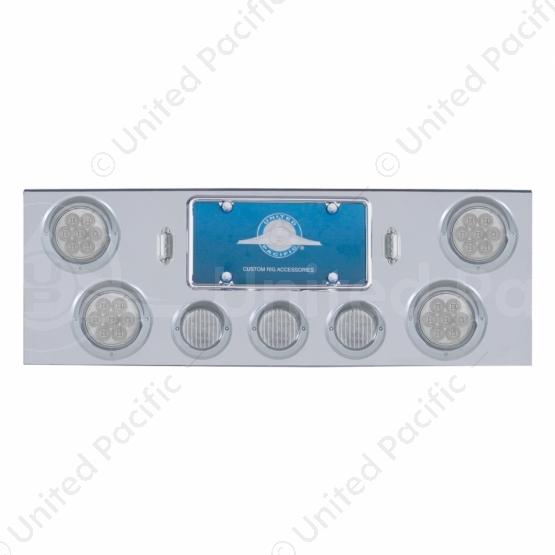 CR Rear Center Panel With 4X 7 LED 4" Reflector Light & 3X 13 LED 2.5" Light & Visor-Red LED/Clear L