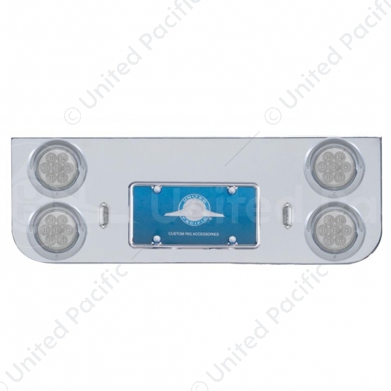 Chrome Rear Center Panel With Four 7 LED 4" Reflector Lights & Visors - Red LED/Clear Lens
